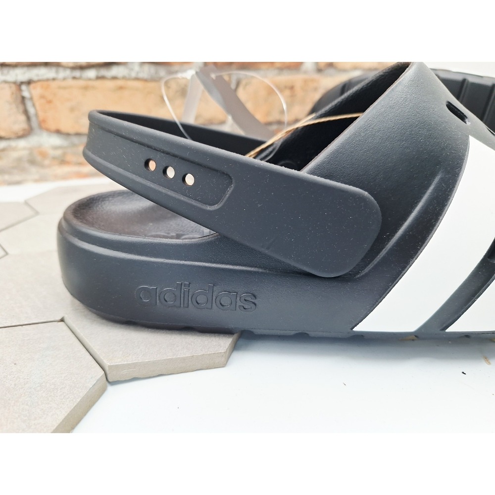 Adidas Adilette Clog 2.0 Black White Men Sz 10 / Womens 11 Cloudfoam Mule JQ8058 - Picture 5 of 14